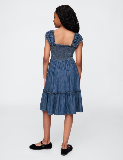 Kids Denim Puff-Sleeve Dress