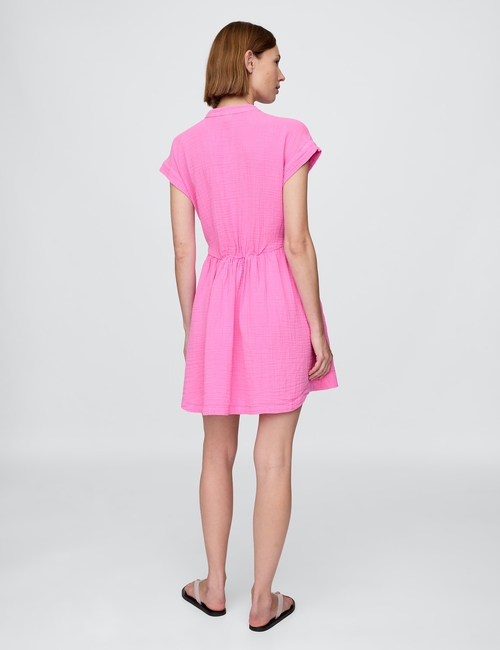 Cotton Gauze Mini Shirtdress