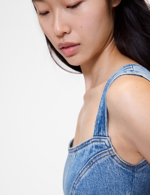 GAP STUDIO SEAMED DENIM BACK ZIP DRESS