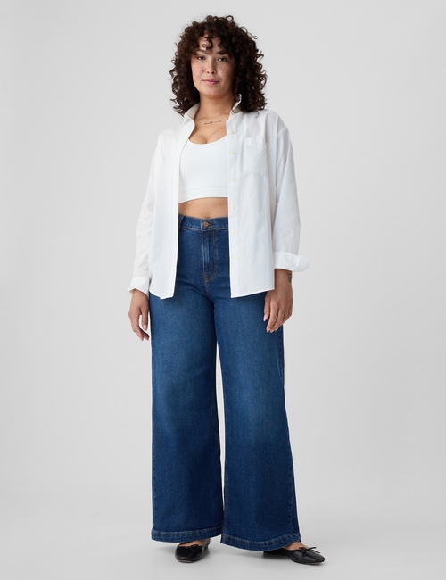 High Rise Stride Wide-Leg Jeans