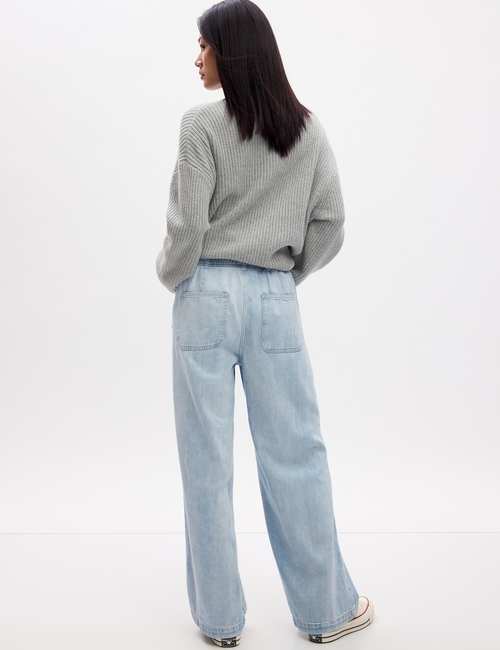 High Rise Wide-Leg Pull-On Jeans