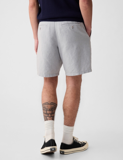 8" Linen-Cotton Shorts