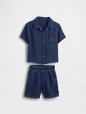 Baby & Toddler Crinkle Gauze Denim Outfit Set