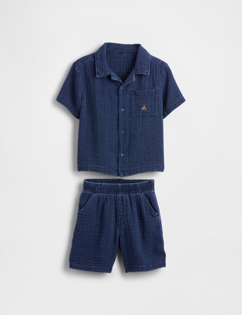 Baby & Toddler Crinkle Gauze Denim Outfit Set