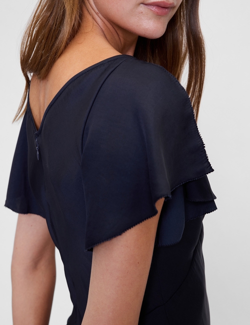 GAP STUDIO WASH FLUTER SLEEVE MIDI DRESS