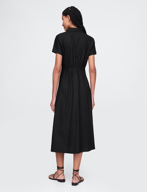 Linen-Blend Maxi Shirtdress