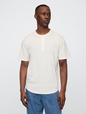 Lived-In Relaxed Curved Hem Henley T-Shirt