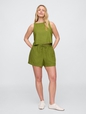 4" Mid Rise Pull-On Linen-Blend Shorts