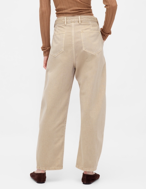 Mid Rise Twill Barrel Pants