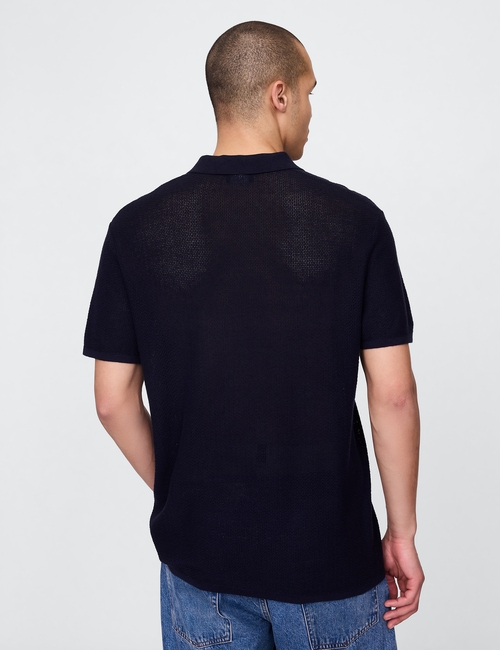 Textured Crochet Polo Shirt