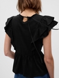 Organic Cotton Vintage Lace Flutter Sleeve Peplum Top