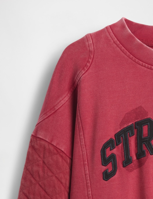 Stranger Things Quilted-Sleeve Logo Sweatshirt