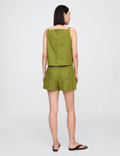 4" Mid Rise Pull-On Linen-Blend Shorts