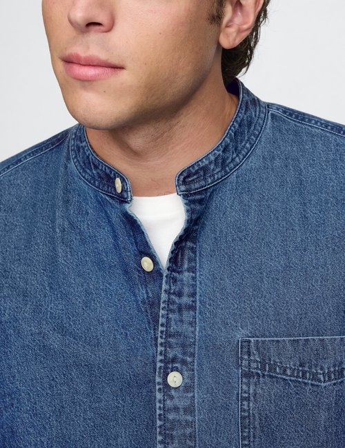 Collarless Denim Big Shirt