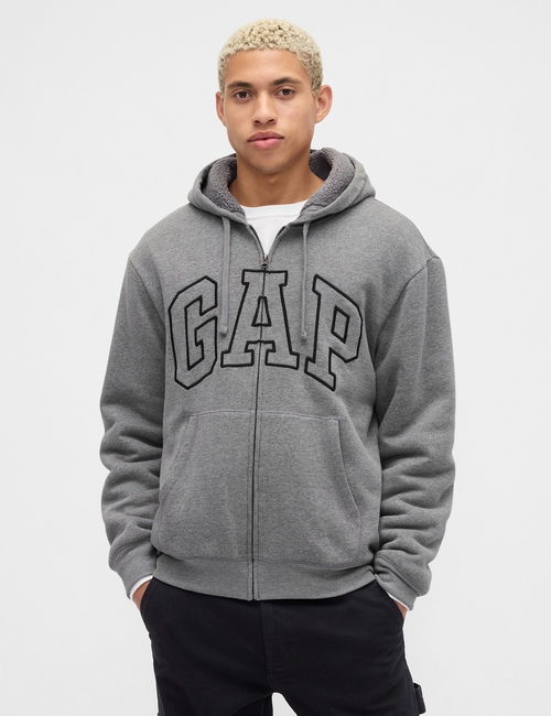 Relaxed Gap Logo Sherpa-Lined Zip Hoodie