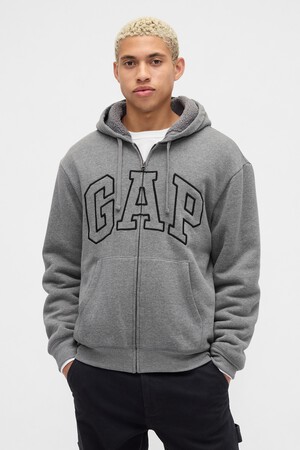 Relaxed Gap Logo Sherpa-Lined Zip Hoodie