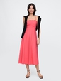 Linen-Blend Scalloped Midi Dress