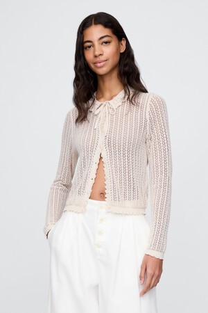 Gap × DÔEN Linen-Blend Pointelle Cardigan