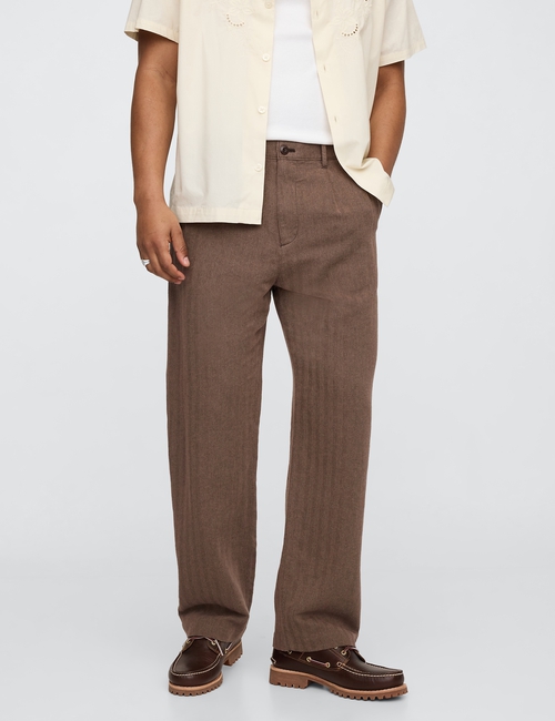 Linen-Cotton '90s Loose Pleated Khakis