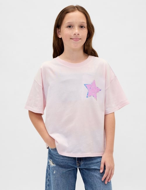 Kids Oversized Flippy Sequin Graphic T-Shirt