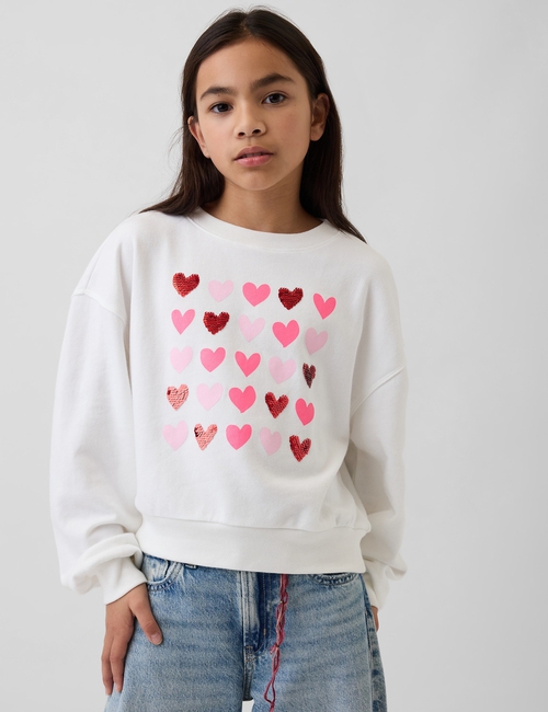 Kids Oversized Wedge Flippy-Sequin Graphic Sweatshirt