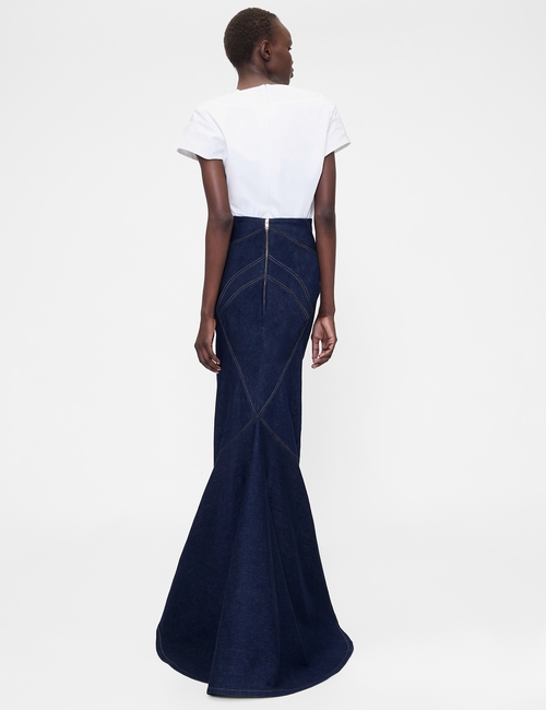 GAP STUDIO SEAMED DENIM HIGH WAISTED MAXI SKIRT