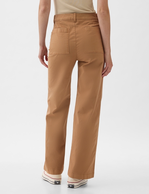 High Stride Wide-Leg Ankle Khakis