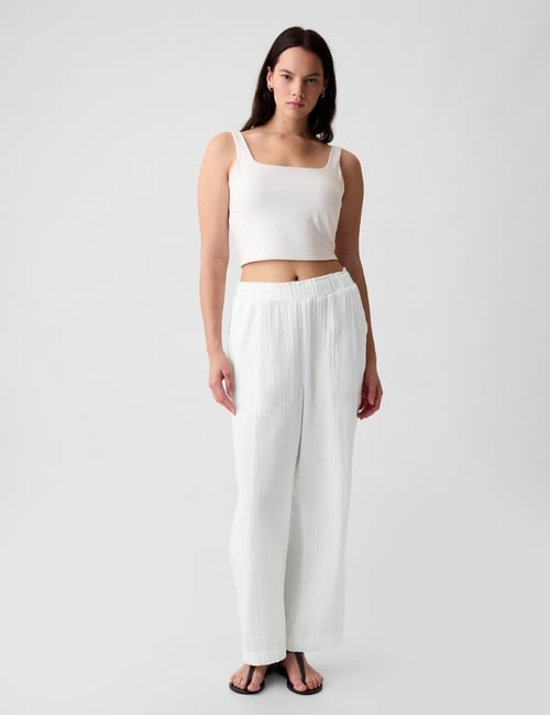 Mid Rise Gauze Wide-Leg Pull-On Pants