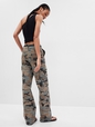 Mid Rise Loose Khaki Cargo Pants