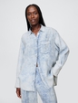 Crinkle Gauze Denim Oversized Shirt