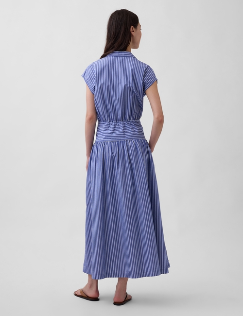 Poplin Drop-Waist Maxi Shirtdress