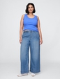 Mid Rise UltraSoft Pleated Easy Baggy Jeans