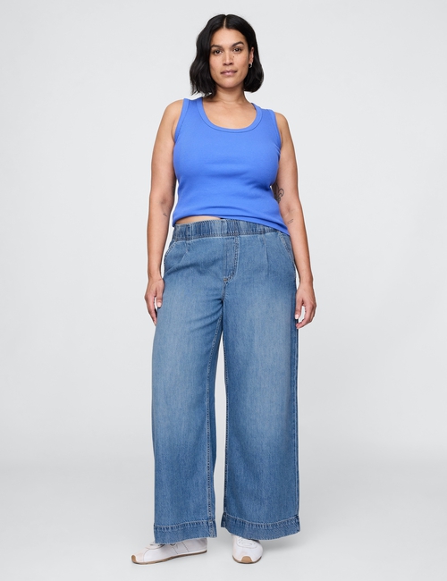 Mid Rise UltraSoft Pleated Easy Baggy Jeans