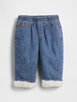 Baby Sherpa-Lined Pull-On Barrel Jeans