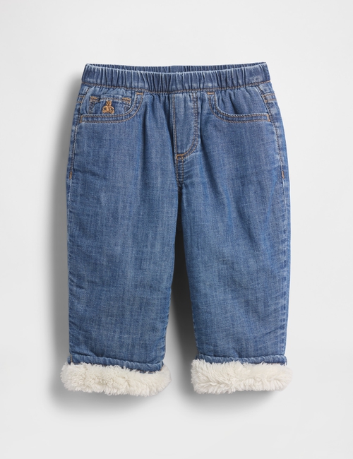 Baby Sherpa-Lined Pull-On Barrel Jeans