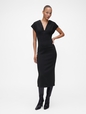 GAP STUDIO DBL WEAVE V NECK FITTED MIDI DRESS