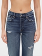 High Destructed Rise Cheeky Straight Jeans