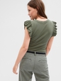 Ribbed Flutter Sleeve Top