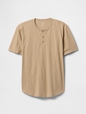 Lived-In Relaxed Curved Hem Henley T-Shirt