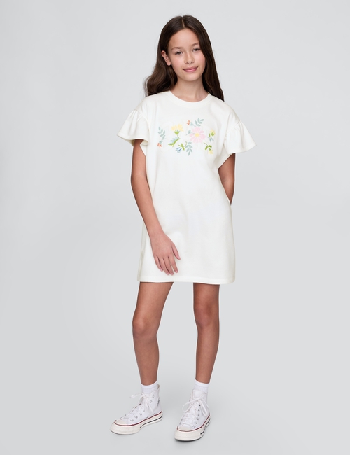 Kids Vintage Soft Flutter-Sleeve Sweatshirt Dress