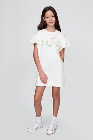 Kids Vintage Soft Flutter-Sleeve Sweatshirt Dress