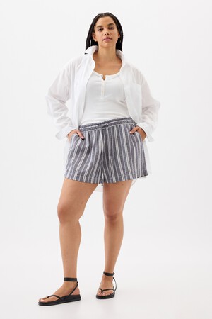 4" Mid Rise Stripe Linen-Blend Shorts