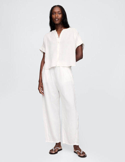 Crinkle Gauze Easy Barrel Pants