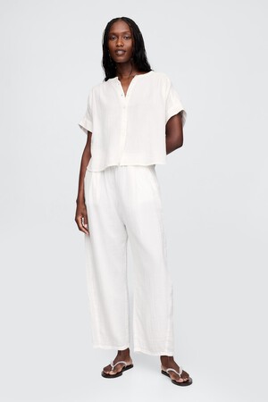 Crinkle Gauze Easy Barrel Pants