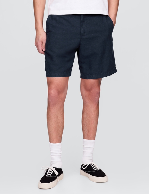 8" Linen-Cotton Shorts