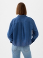 Eyelet Cropped Denim Shirt
