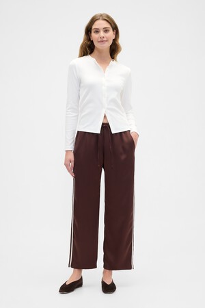 Relaxed Straight-Leg Stripe Satin Pants