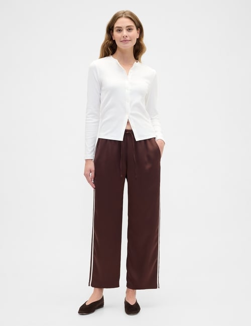 Relaxed Straight-Leg Stripe Satin Pants