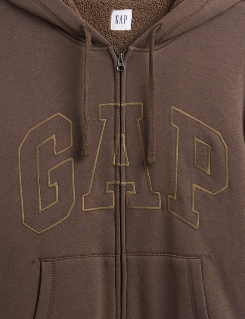 Relaxed Gap Logo Sherpa-Lined Zip Hoodie