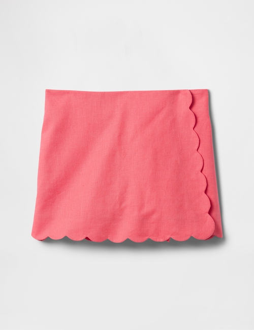 Kids Linen-Cotton Scalloped Wrap Skort